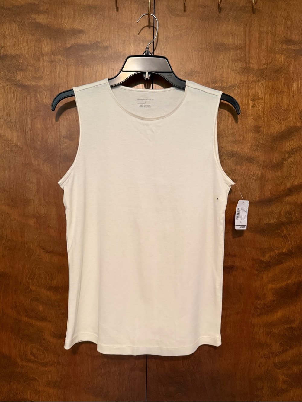 Christopher & Banks Sleeveless Satin Trim Tank Top Womens S Ivory Cami Cotton